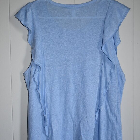 100% Linen Knit Ruffle Short-Sleeved Shirt Women's Size L - Picture 6 of 7